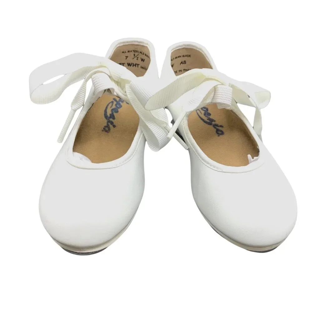 Capezio Jr. Tyette 625 White Tap Shoes Tie Bow Dance New Recital Performance